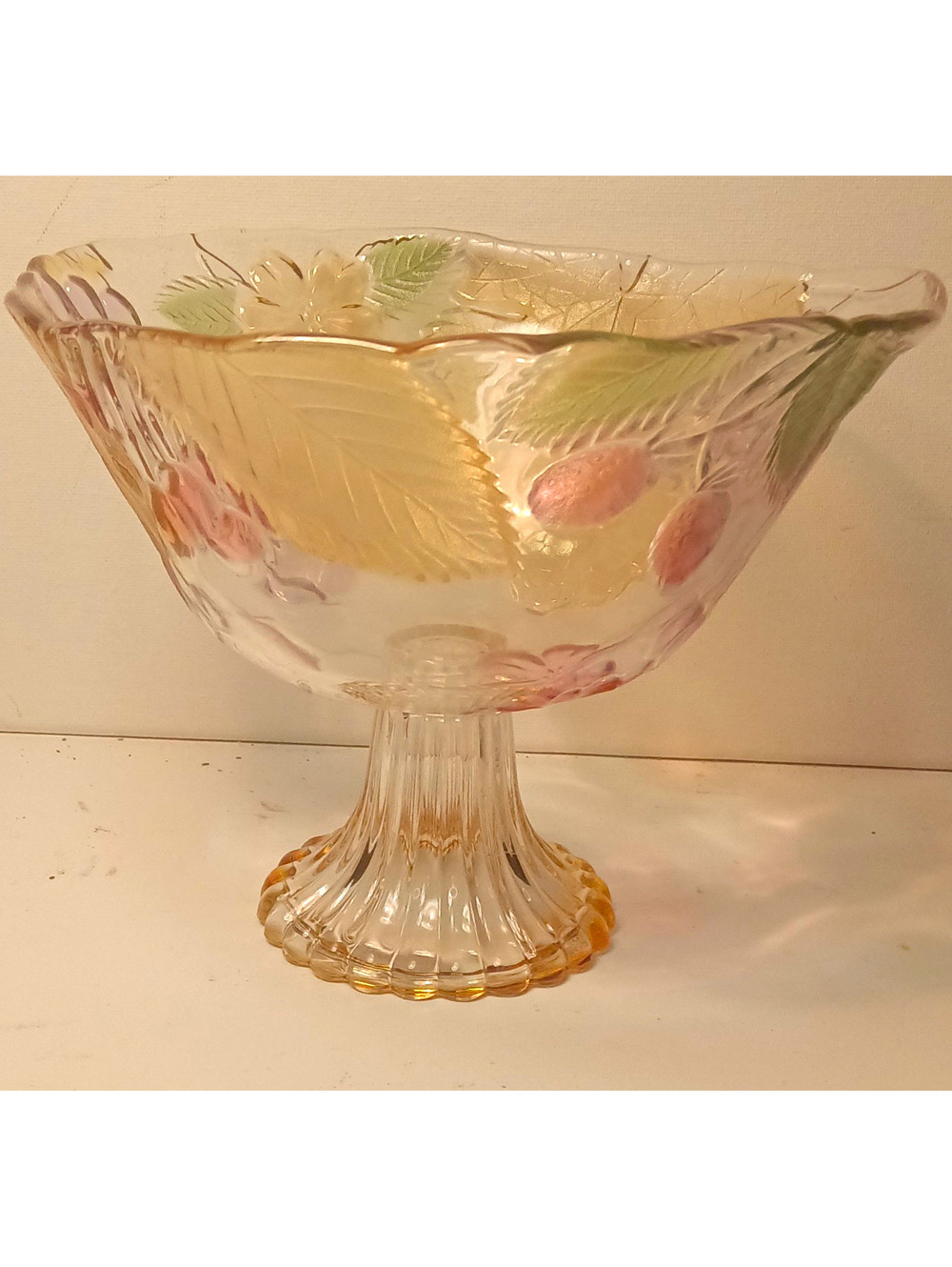 Vtg Mikasa Savoir Vivre Chablis Crystal Pedestal Fruit Bowl Frosted Grapes 5.5"